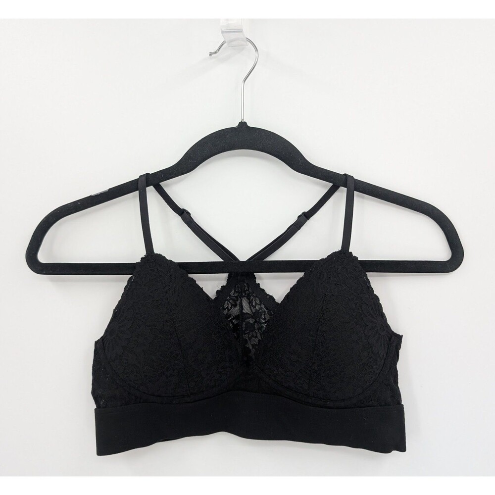 Victoria's Secret Bralette S Black Lace Lightly Lined Pullover Triangle
